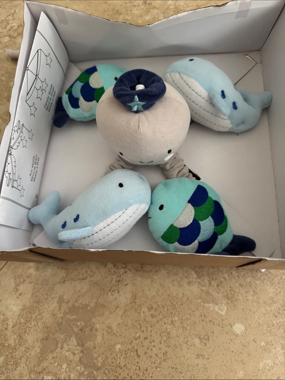 Plush Ocean Mobile Set — Light Blue, Aqua & Navy